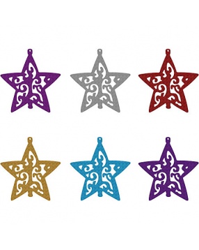 Набор подвесок "Звезды" (6 шт, 11,5х10,5х1 см, цвета в ассортименте), Волшебная страна