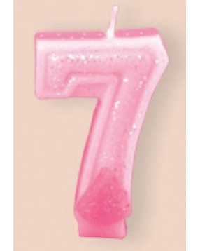 PARTIC Свеча-цифра розовая  "7" 7см.