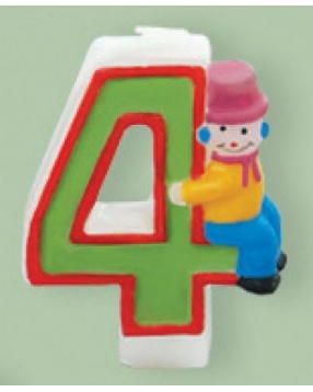 PARTIC Свеча-цифра "4" клоун 6,5см.