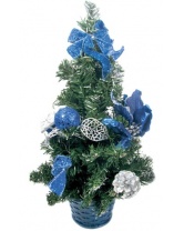 Елка декоративная с синими украшениями, 40 см