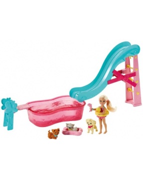 Игровой набор "Кукла Челси и бассейн с питомцами", Barbie