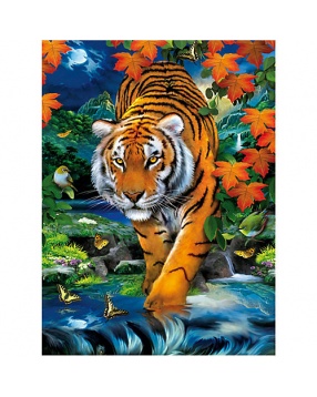 Пазл "Тигр на охоте" 1000 деталей 3D, Clementoni