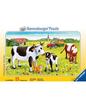 Пазл с рамкой "Коровы на лугу" Ravensburger, 15 деталей