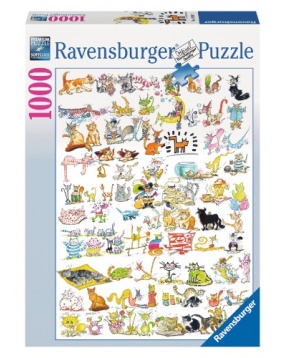 Пазл "Сто одна кошка и одна мышка", Ravensburger, 1000 деталей