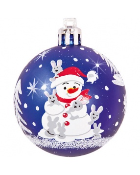 Шары с рисунком "Снеговик", 6 см, 4 шт., цвет - синий