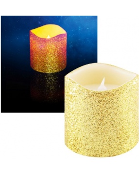 Светодиодная свеча, 7,5х7,5 см, золотая