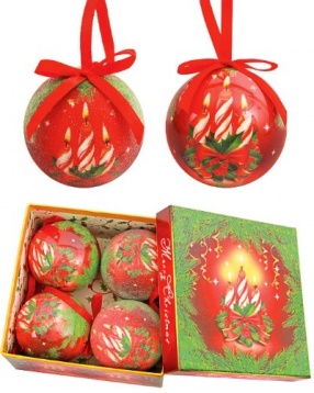 Набор елочных шаров "Праздничные свечи", 4 шт, d=75 мм, в подарочной коробке