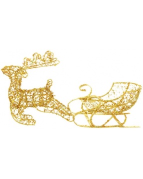 Декоративная металлическая фигура "Олень" с санками, 28 см, Золотой цвет