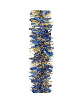 Мишура, 6 слоев, 10 см х 2 м, цвет - синий+золото