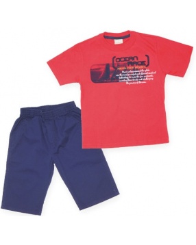 MILON Комплект: футболка + бермуды для мальчика- красный/синий
