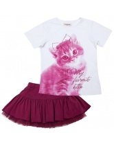 Комплект для девочки: футболка и юбка PlayToday- розовый