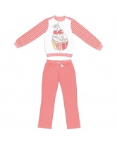 Комплект для девочки: толстовка и брюки S'cool- розовый
