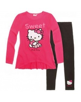 Комплект: футболка с длинным рукавом и леггинсы для девочки Hello Kitty- малиновый