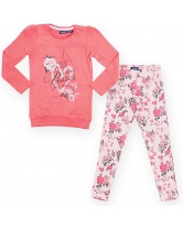 Комплект для девочки: футболка с длинным рукавом и леггинсы Blue Seven- розовый