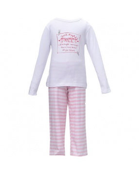 Пижама: футболка и брюки для девочки Button Blue- белый/розовый