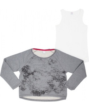 Комплект для девочки: футболка с длинным рукавом и топ s.Oliver- серый