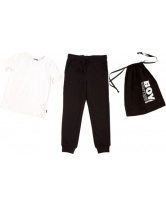 Комплект для мальчика: футболка, брюки и мешочек Gulliver- белый/черный