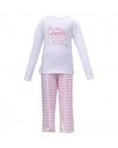 Пижама: футболка и брюки для девочки Button Blue- белый/розовый