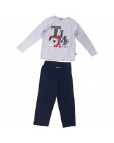 Пижама: футболка и брюки для мальчика Button Blue- серый