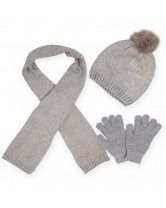 Комплект для девочки: шапка, шарф и перчатки Mayoral- серый