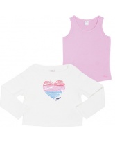 Комплект для девочки: футболка с длинным рукавом и топ s.Oliver- бежевый