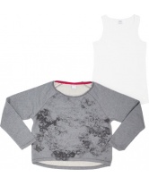Комплект для девочки: футболка с длинным рукавом и топ s.Oliver- серый