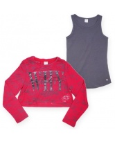 Комплект для девочки: футболка с длинным рукавом рукавом и топ s.Oliver- красный