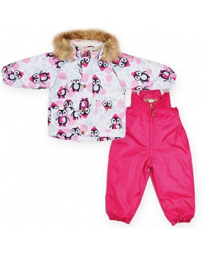 Комплект для девочки: куртка и полукомбинезон Huppa- белый/розовый