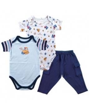 Hudson Baby Комплект Боди с коротким рукавом  2 шт. и штанишки "Строитель", 3 предмета- голубой