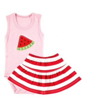 Комплект для девочки: боди-майка и юбка "Арбуз" Hudson Baby- розовый
