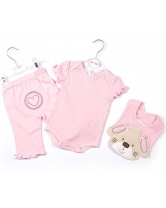 Комплект: боди + штанишки + нагрудник для девочки ZIP-ZAP- розовый