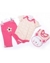 Комплект: боди + штанишки + нагрудник для девочки ZIP-ZAP- розовый