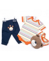 Комплект: боди + штанишки + нагрудник для мальчика ZIP-ZAP- разноцветный