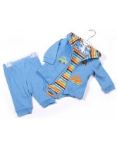 Комплект:кофточка + штанишки +нагрудник для мальчика ZIP-ZAP- голубой