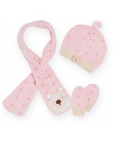 Комплект для девочки: шапка, шарф и перчатки Mayoral- розовый