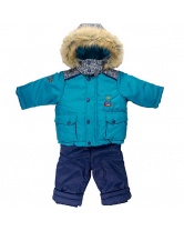 Комплект для мальчика: куртка полукомбинезон Бимоша- бирюзовый