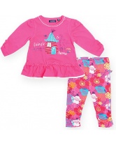 Комплект для девочки: футболка с длинным рукавом и брюки Blue Seven- розовый