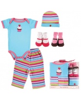 Подарочный набор для девочки: боди, штанишки, шапочка, носочки (2 пары) Luvable Friends- розовый
