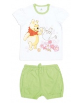 Комплект:футболка+ шорты  Винни Пух- белый/зеленый