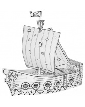 Картонный пиратский корабль для сборки и декорирования 