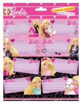 Barbie Наклейки для тетрадей, 77 x 39 мм, 2 листа по 8 шт.