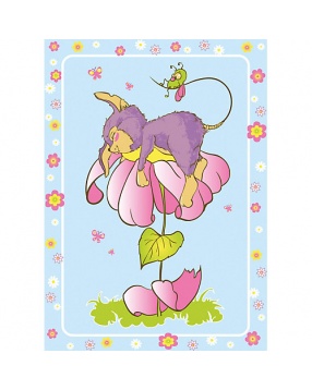 Одеяло байковое "Мышь на цветке", 100х140 см, голубой