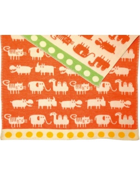 Байковое одеяло "АФРИКА" 70x90, Klippan, оранжевый-белый