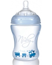 Полипропиленовая бутылочка с принтами Nuby, 240 мл., голубой