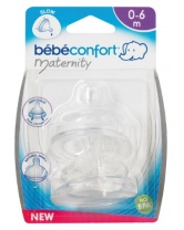 Комплект из 2-х сосок из силикона для бутылочек с широким горлышком, 0-6 мес., Bebe Confort
