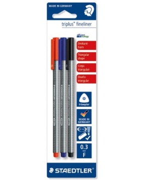 Капиллярная ручка Triplus Liner, синий, черный, красный, Staedtler