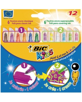 BIC Цветные фломастеры Мини Рисуй и Твори, 6+6 цветов