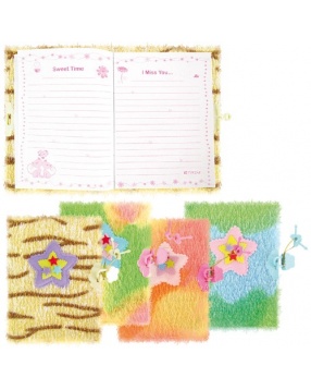 TUKZAR Записная книжка детская текстильная c замочком и аппликацией "Звезда", в ассортименте