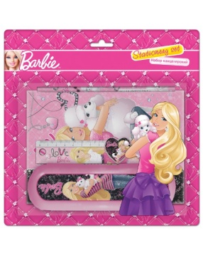 Barbie Набор канцелярский: записная книжка, пенал, линейка, точилка, ластик