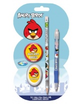 Набор: ручка,карандаш,ластик,точилка Angry birds